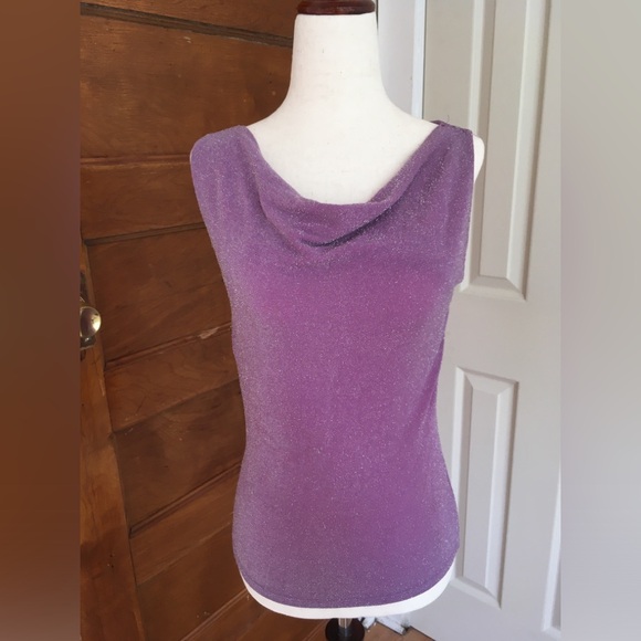 Tops - Vintage Sparkly Purple Cowl Neck Tank Top